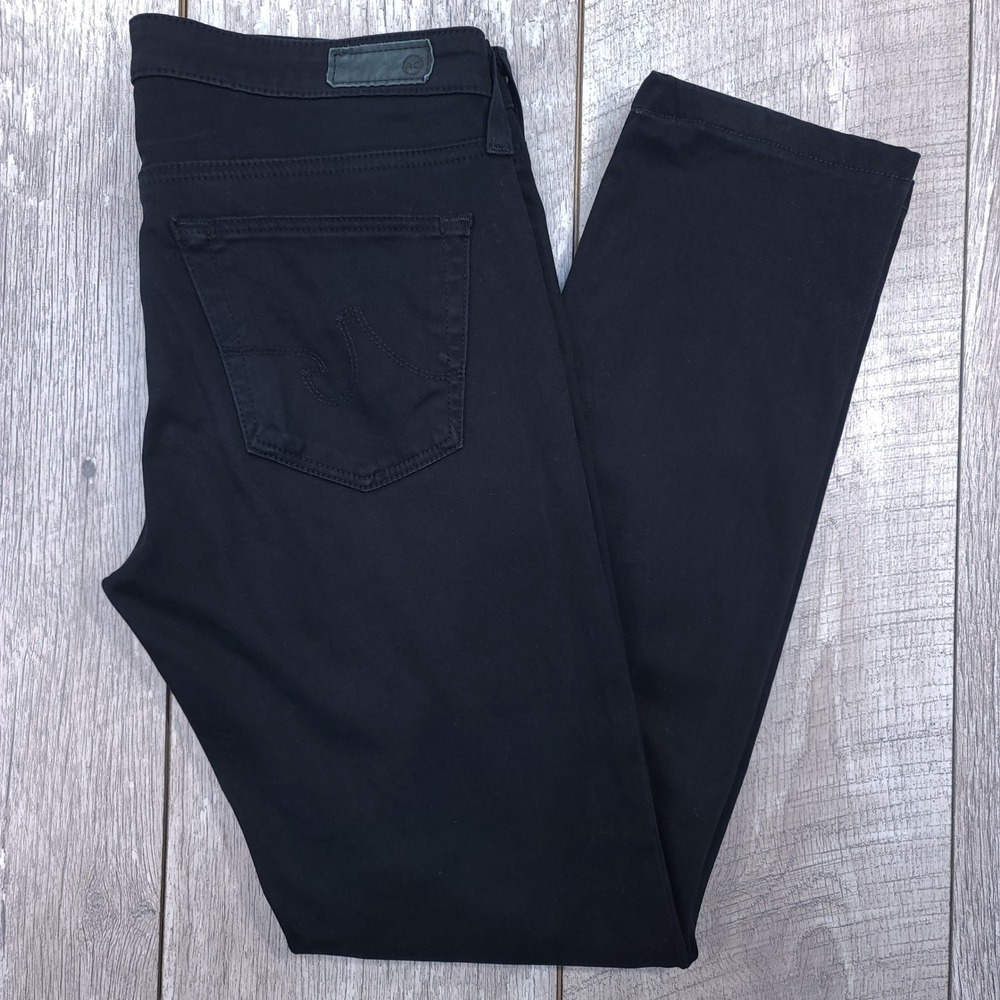 AG Adriano Goldschmied Pants Women 26x28 Black Sateen Slim Leg Jeans